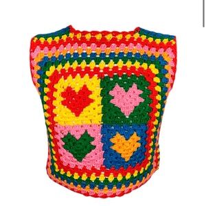 NESSI BYRD Tote Hand-Crochet Sleeveless Crop Top, Multicolors